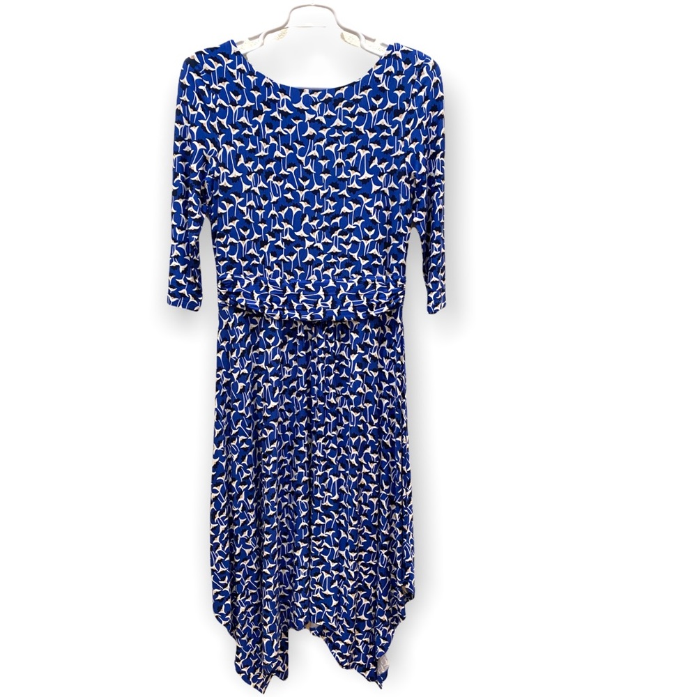 Boden Royal Blue Printed Asymmetric Midi Dress - Picture 4 of 12